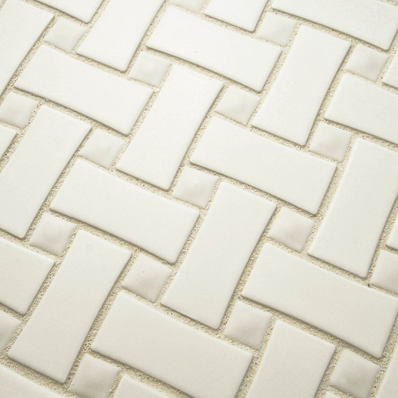 EliteTile Retro Basket Weave Random Sized Porcelain Mosaic Tile in